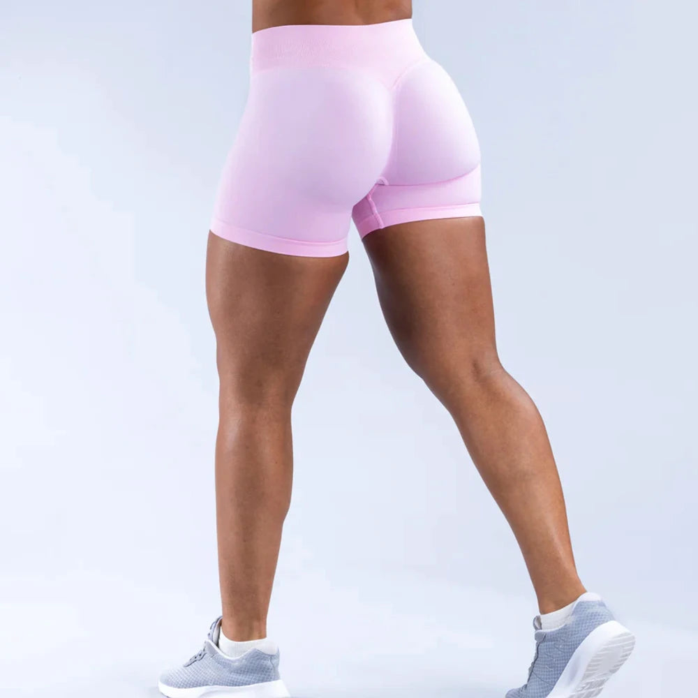 Low Ribbed Band Shorts - Seamless Scrunch Bum Yoga Booty Shorts - Impact 4.5"