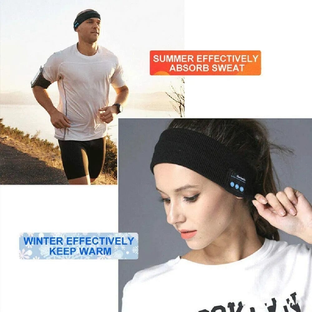 Wireless Bluetooth Headband Sleeping Headphones Sports Earphone Music Hat with Thin HD Stereo Speakers Eye Mask for Side Sleeper