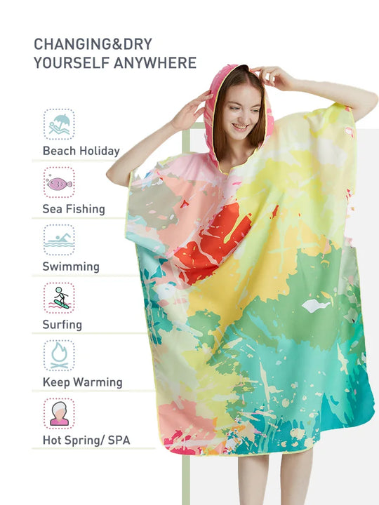 Surf Poncho Towel Poncho Quick-Dry Towel Hoodie Microfiber Beach Robe Changing Poncho Swim Towel Beach Poncho For Adults A17