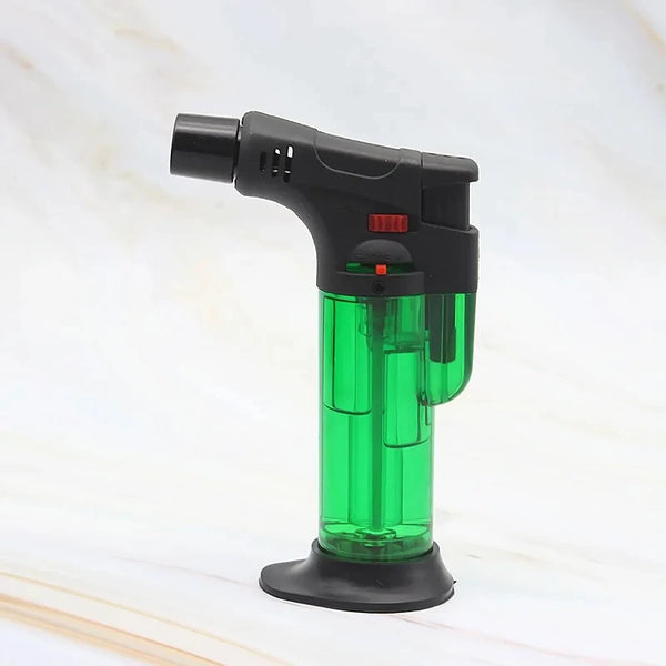 Portable Windproof Butane Lighter - Transparent Gas Window Torch for Outdoor Use