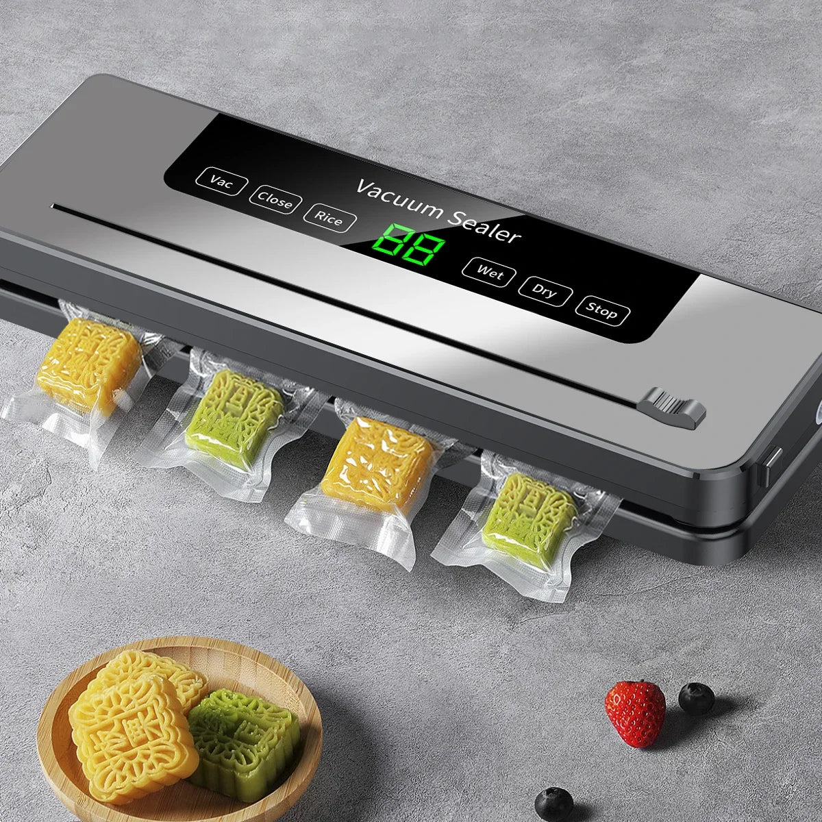 Food Vacuum Sealer – Built-in Cutter and UV Sterilization for Kitchen Storage