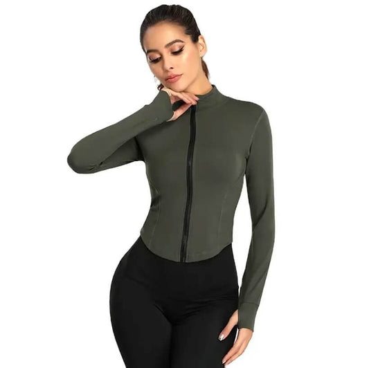 Chic Warmth: Unleash Style and Comfort with Zipper Long Sleeve Yoga Jackets for Women's Fitness
