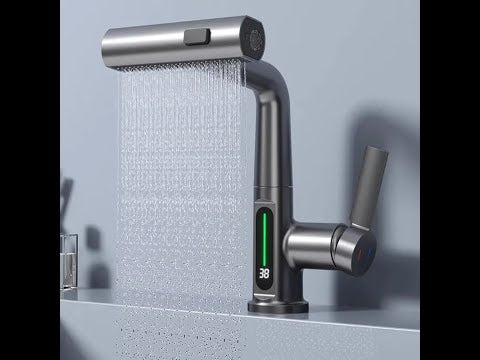 Pulling Lifting Digital Display Faucet Waterfall Basin Faucet Stream Sprayer Hot Cold Water Sink Mixer Water Saving Tap For Bath