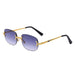 Trendy Vintage Rimless Sunglasses: Small Round Shape for Women and Men - Fashion Shades