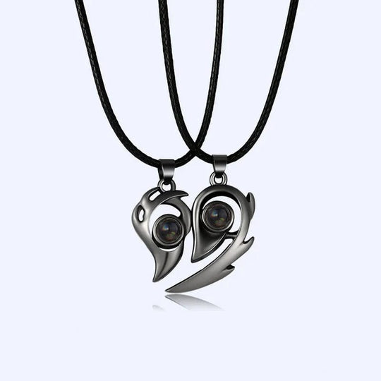 Magnetic Love: Heart Couple Magnet Necklace with 'I Love You' in 100 Languages