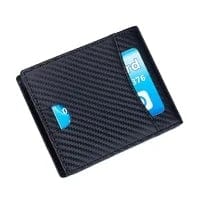 Contemporary Class: Carbon Fiber Leather Card Wallet - Bifold RFID Credit Card Holder