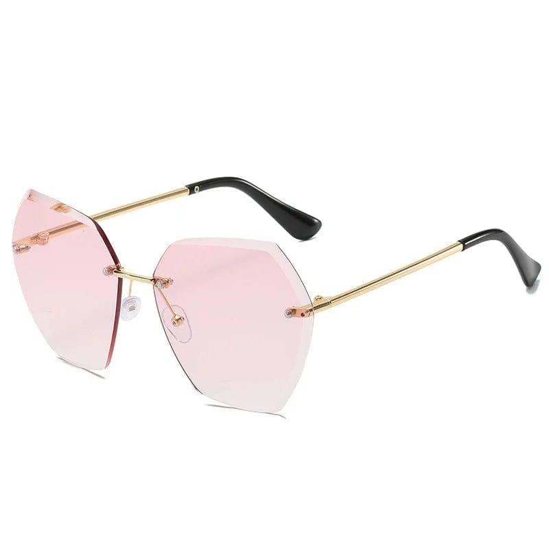 Luxury Designer Polygon Rimless Sunglasses: Fashionable Small Shades for Women