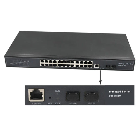 Tenda Metal Case Gigabit 24-Port Managed Ethernet Switch - High-Speed Desktop Network Switch