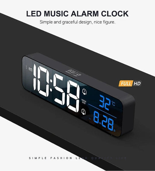 Digital & Analog Desk Alarm Clock with 2400mAh Lithium Battery: Nordic Style