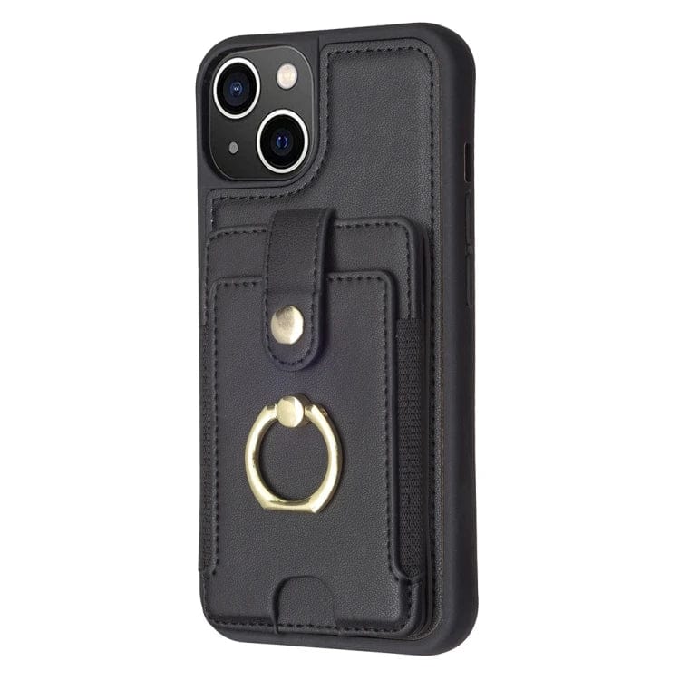 BF27 Metal Ring Card Bag Holder Phone Case For iPhone X/XR/SE/7/8/11/12/13/14/Pro Max/Plus Smart Phone Case