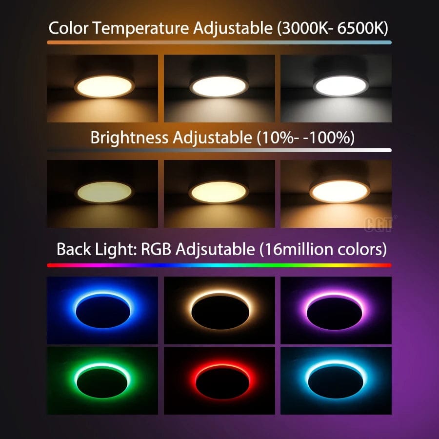 Smart and Stylish: 12-inch RGB Dimmable Bedroom Light - WiFi Smart Music Ceiling Lamp for Modern Living