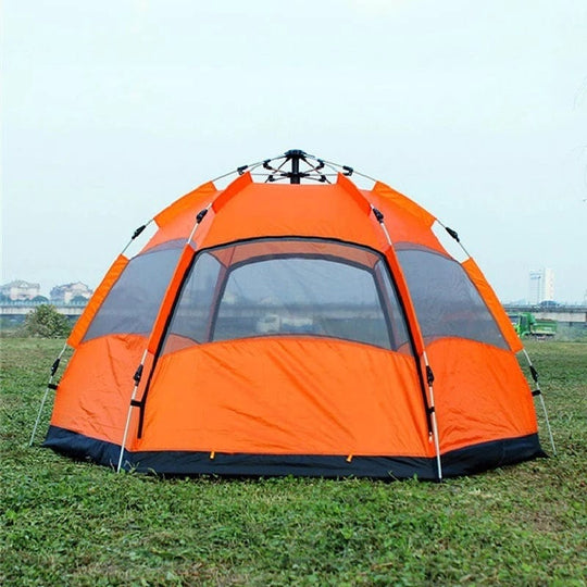 Luxury in Nature: Glamping 3-4 Person Pop Up Hexagon Tent with Advanced Venting