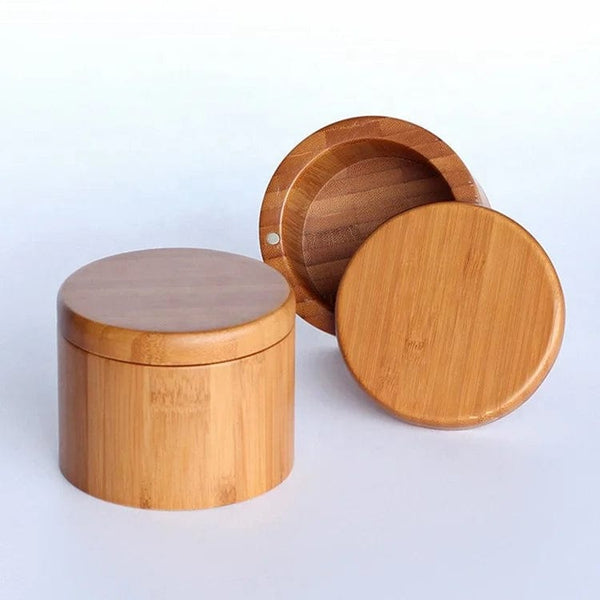Sustainable Elegance: Best Gadgets Natural Wooden Round Spices Storage Container with Magnet Swivel Lid