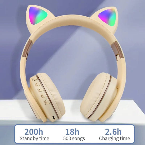 Wireless Cat Ear Headset: High-Fidelity Sound, Luminous Effects, Portable Folding