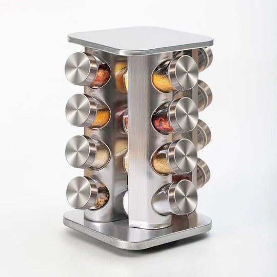 Rotating Metal Storage for Clear Seasoning Spice Jars - Spice Rack Set