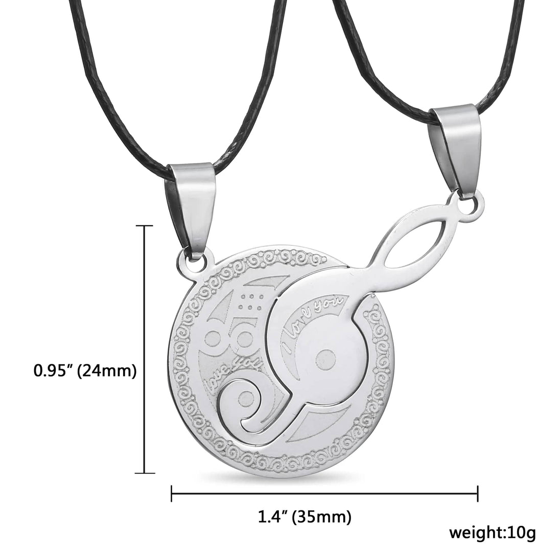 High-Quality 316 Stainless Steel Geometric Music Symbol Pendant Necklace - Simple Design with Leather Rope