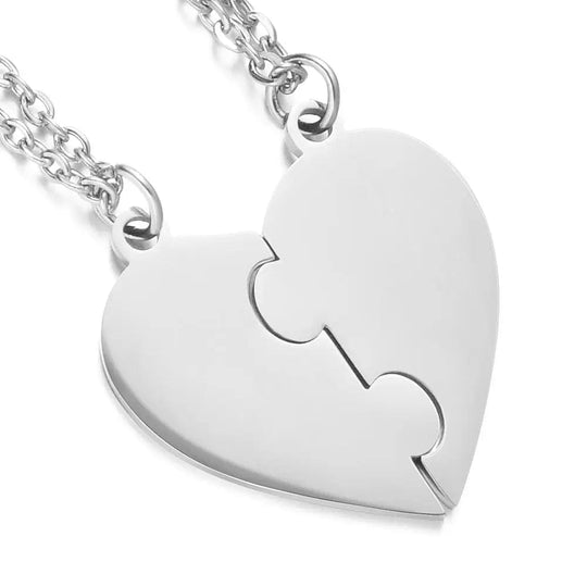 Forever Linked Hearts: Personalize Your Bond with Our Stainless Steel Puzzle Necklace