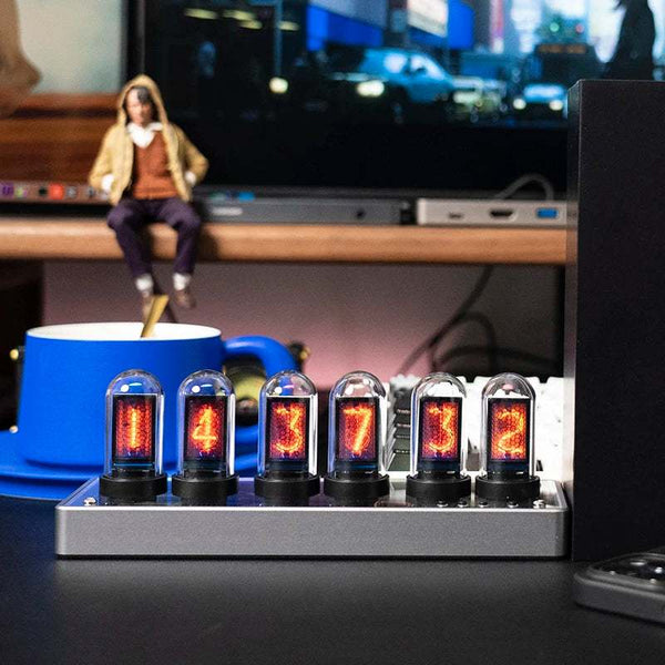 Colorful IPS Screen Nixie Tube Digital Alarm Clock: Retro USB Table Clock