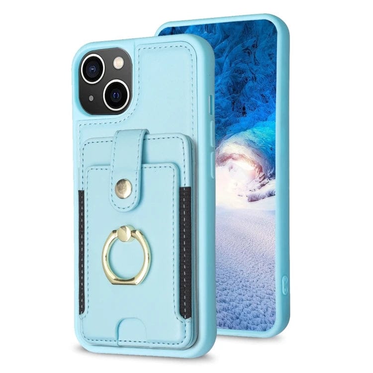 BF27 Metal Ring Card Bag Holder Phone Case For iPhone X/XR/SE/7/8/11/12/13/14/Pro Max/Plus Smart Phone Case