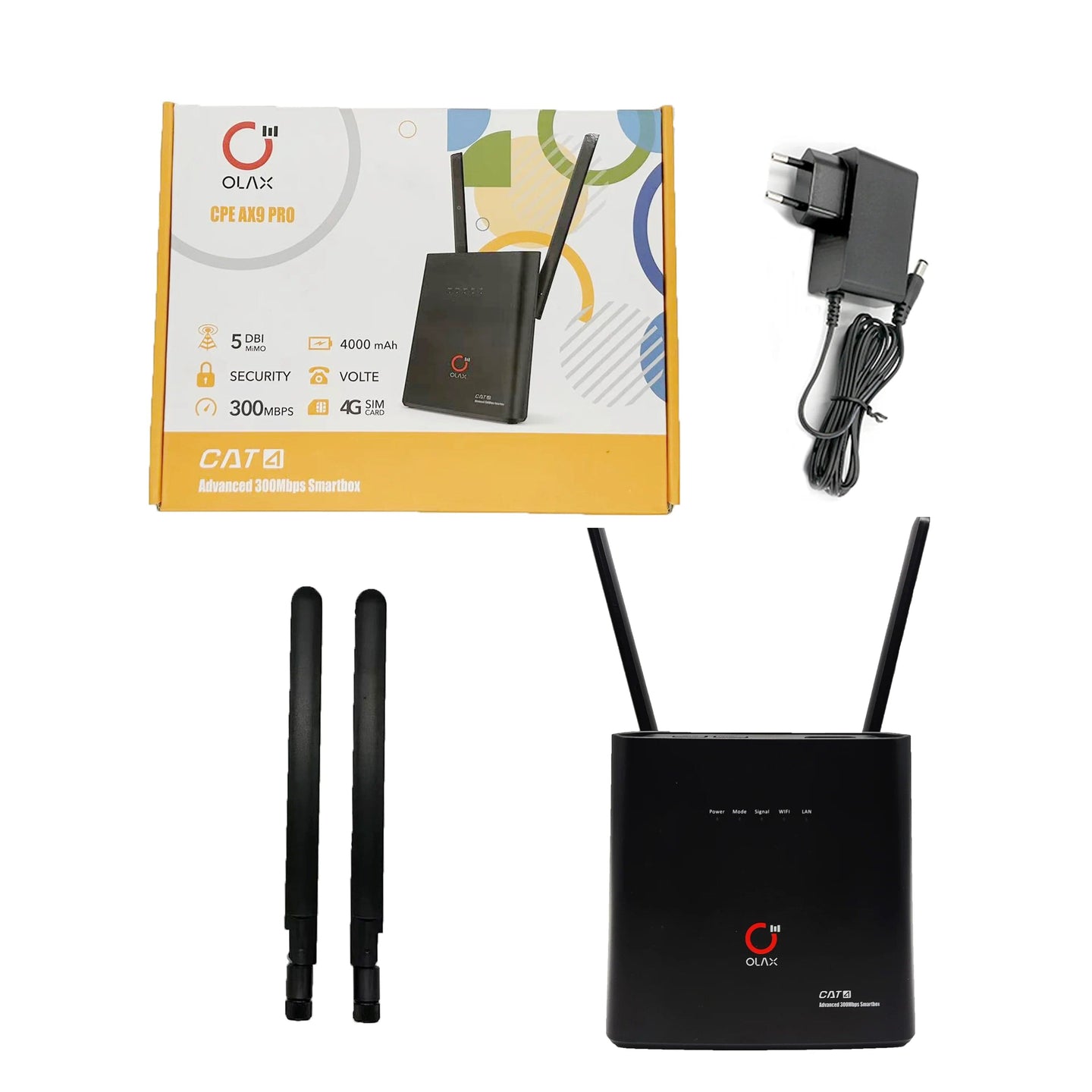 OLAX AX9 Pro 300Mbps Wi-Fi Detachable Antenna Cat4 Wireless Hotspot Modem Unlocked 4G LTE Router