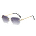 Fashion Trendy Sun Glasses - Women's Rimless Diamond Decoration Glasses, Frameless Sunglasses