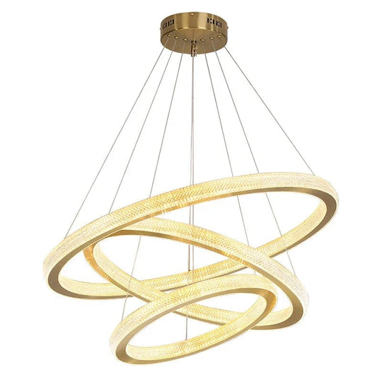 Nordic Elegance: Round Ring Pendant Light - Gold Chandelier for Bedroom, Living, and Dining Spaces