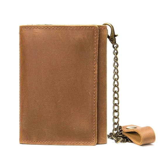 Retro Revival: Genuine Leather Slim Wallet with RFID Blocking and Zipper Pocket