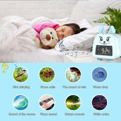 Night Light Adjustable Brightness Rabbit Clock Kids Alarm Clock Children Sleep Trainer Clock