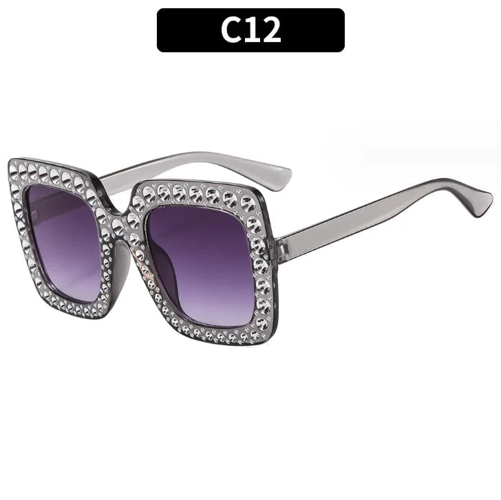 Luxury Oversize Retro Square Sunglasses with Rhinestone Bling: Newest Fashion for Women