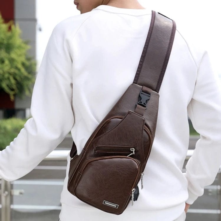 Durability Meets Style: Waterproof Leisure Shoulder Bag with USB Charging Port