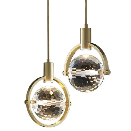 Small Globe Hanging Ceiling Light - LED Pendant Fixture with Cracked Glass Shade