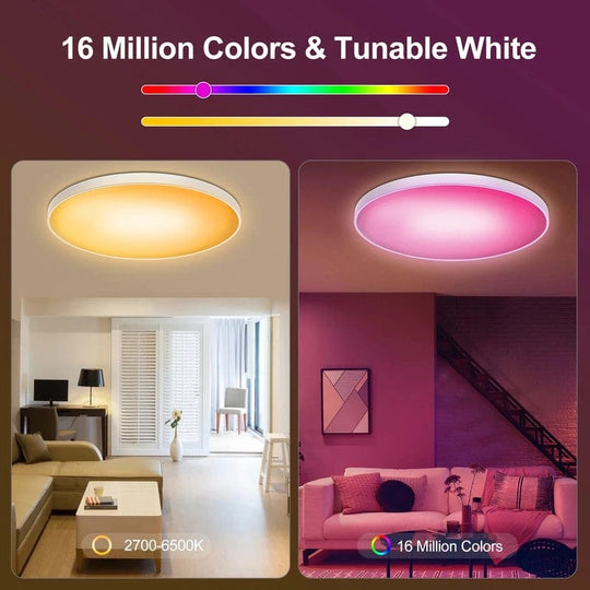 Smart Lighting, Modern Living: LED RGB Smart Ceiling Lights - APP Control for Living Room, Bedroom, and Hotel Spaces