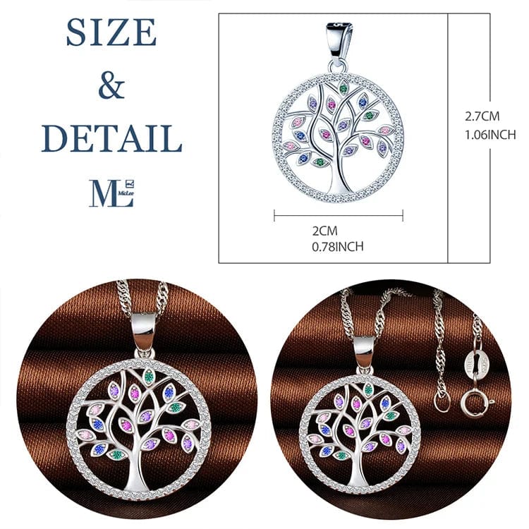 Gift for Mom: 925 Sterling Silver Tree of Life Pendant Necklace for Women