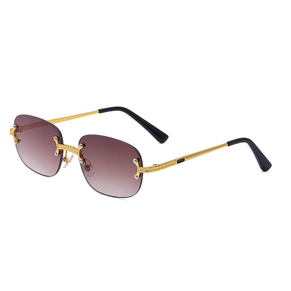 Trendy Vintage Rimless Sunglasses: Small Round Shape for Women and Men - Fashion Shades