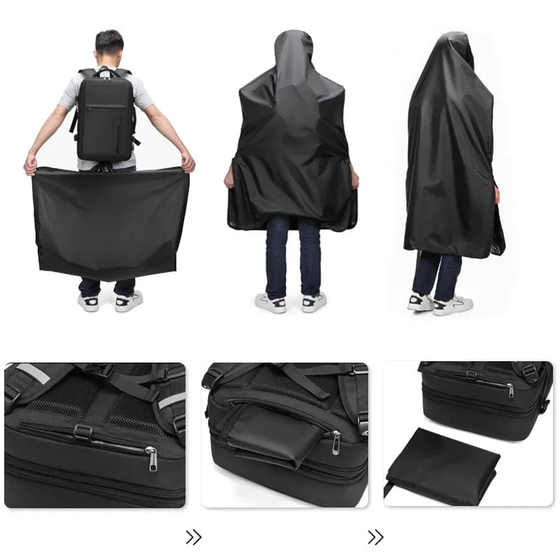 Innovative Business Companion: New Multifunction Large Capacity USB Raincoat Backpack for Men