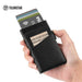 Modern Minimalism: Real Leather Credit Card Holder with Slim Profile and Convenient Pop-Up Design
