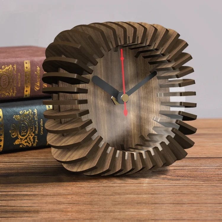 Modern Puzzling: Nordic Wooden Table Clock - A Stylish Blend of Form and Function