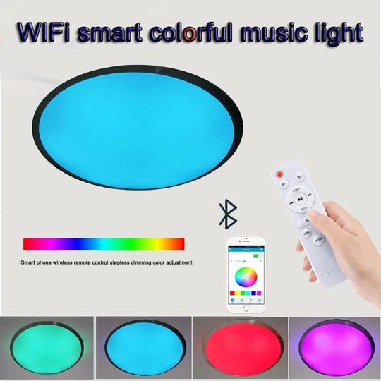 Colorful Harmony: Modern RGB Ceiling Lamp - Smart Music and Light Control for Bedroom and Living Room