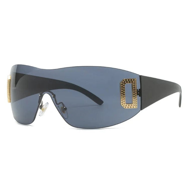 Oversized Rimless Luxury Sunglasses - Punk Y2K Style