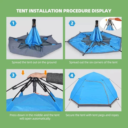 Luxury in Nature: Glamping 3-4 Person Pop Up Hexagon Tent with Advanced Venting