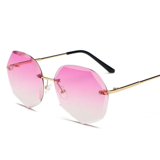 Stylish UV400 Oversized Rimless Sunglasses for Women - Trendy Fashion Eyewear