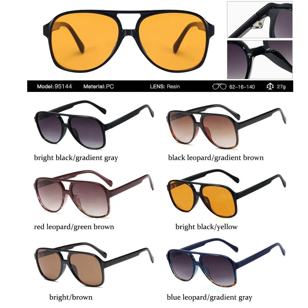 High Quality Fashion Pilot Sunglasses - Big Frame Square Driving Sun Shades Glasses