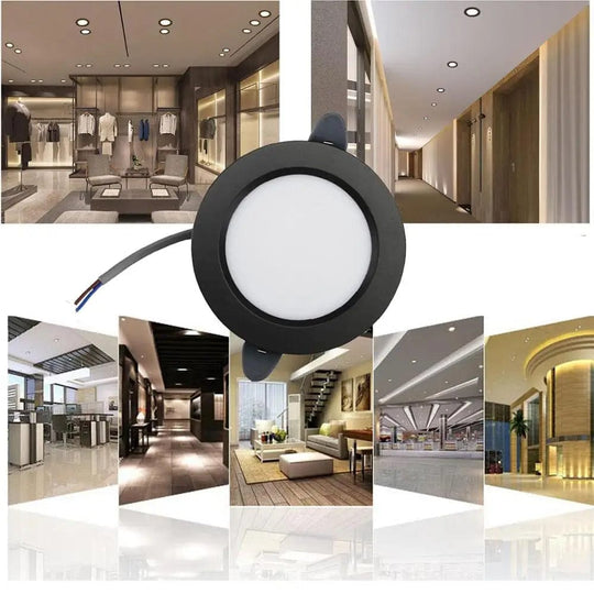 Dimmable LED Ceiling Lamp with Recessed Black Downlights - Perfect for Living Rooms and Bedrooms - 5W Fixture Light at 110V