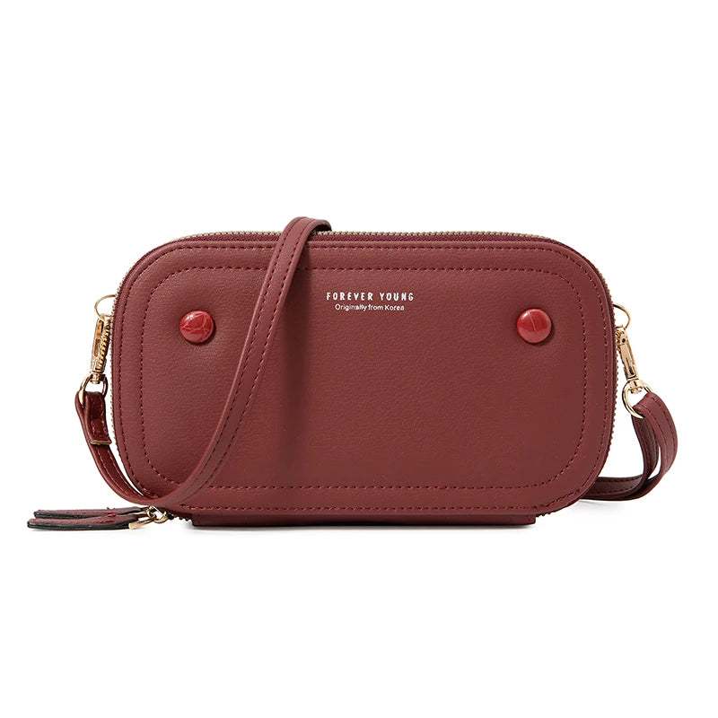 Compact Elegance: PU Leather Mobile Phone Shoulder Bag with Card Slots by Laudtec