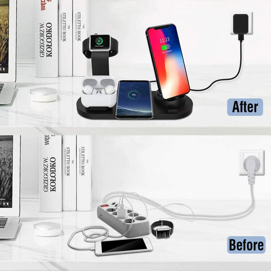 Holder Phone Popular Multifunctional 6 in1 4 in 1 Wireless Charger Fast Charging Dock Stand Desktop Charging Station