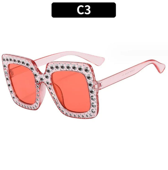 Luxury Oversize Retro Square Sunglasses with Rhinestone Bling: Newest Fashion for Women