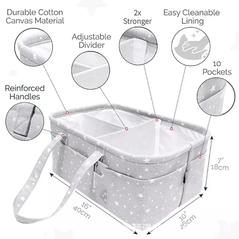 Baby Diaper Caddy Organizer with Multi Pockets - Foldable Felt Storage Bag