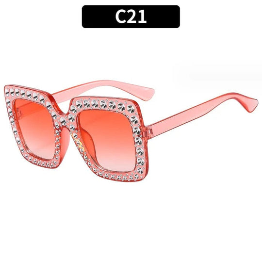 Luxury Oversize Retro Square Sunglasses with Rhinestone Bling: Newest Fashion for Women