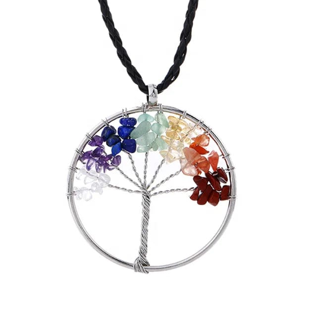 Embrace Serenity: Tree of Life Pendant Amethyst Rose Crystal Necklace for Chakra Harmony