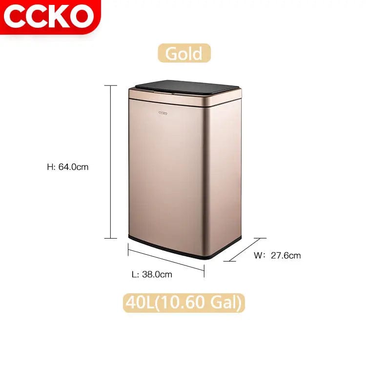 Luxury Redefined: 30L Gold Stainless Steel Smart Sensor Trash Can for Home, Hotel, and Restaurant